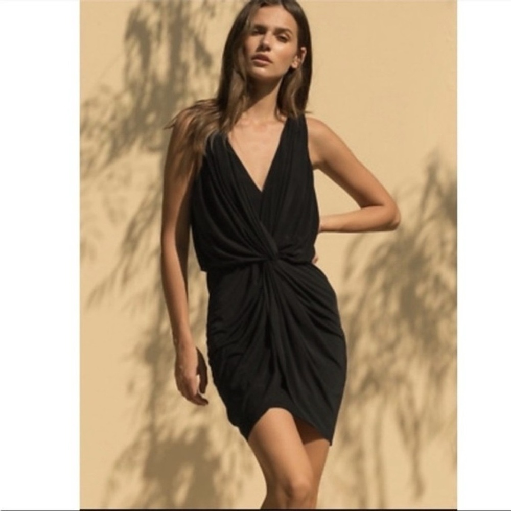 Misa Los Angeles Leza Gathered Crossover Sleeveless Mini Dress